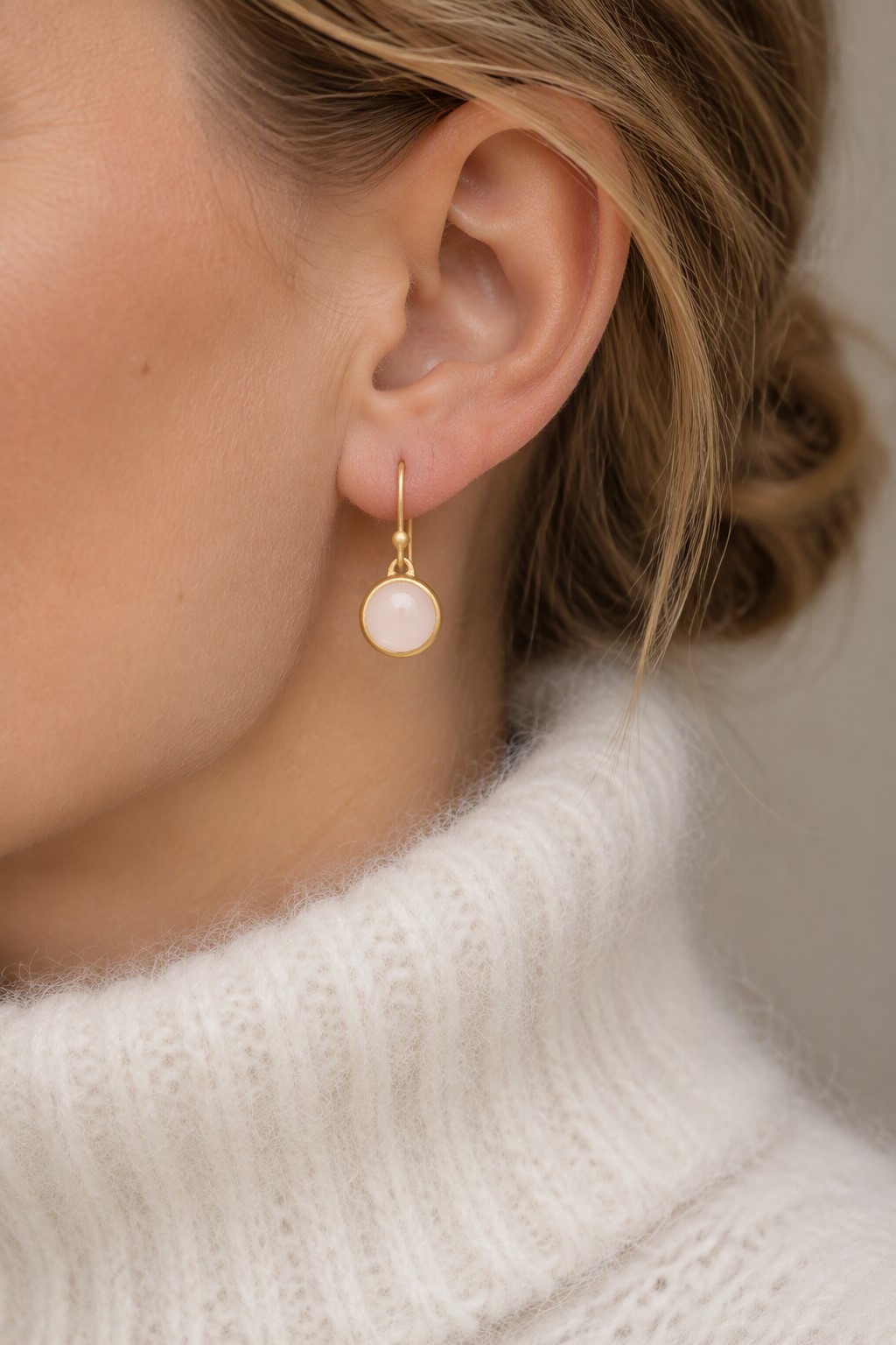 Elegante Øreringe med rosa ædelsten - Billede 2