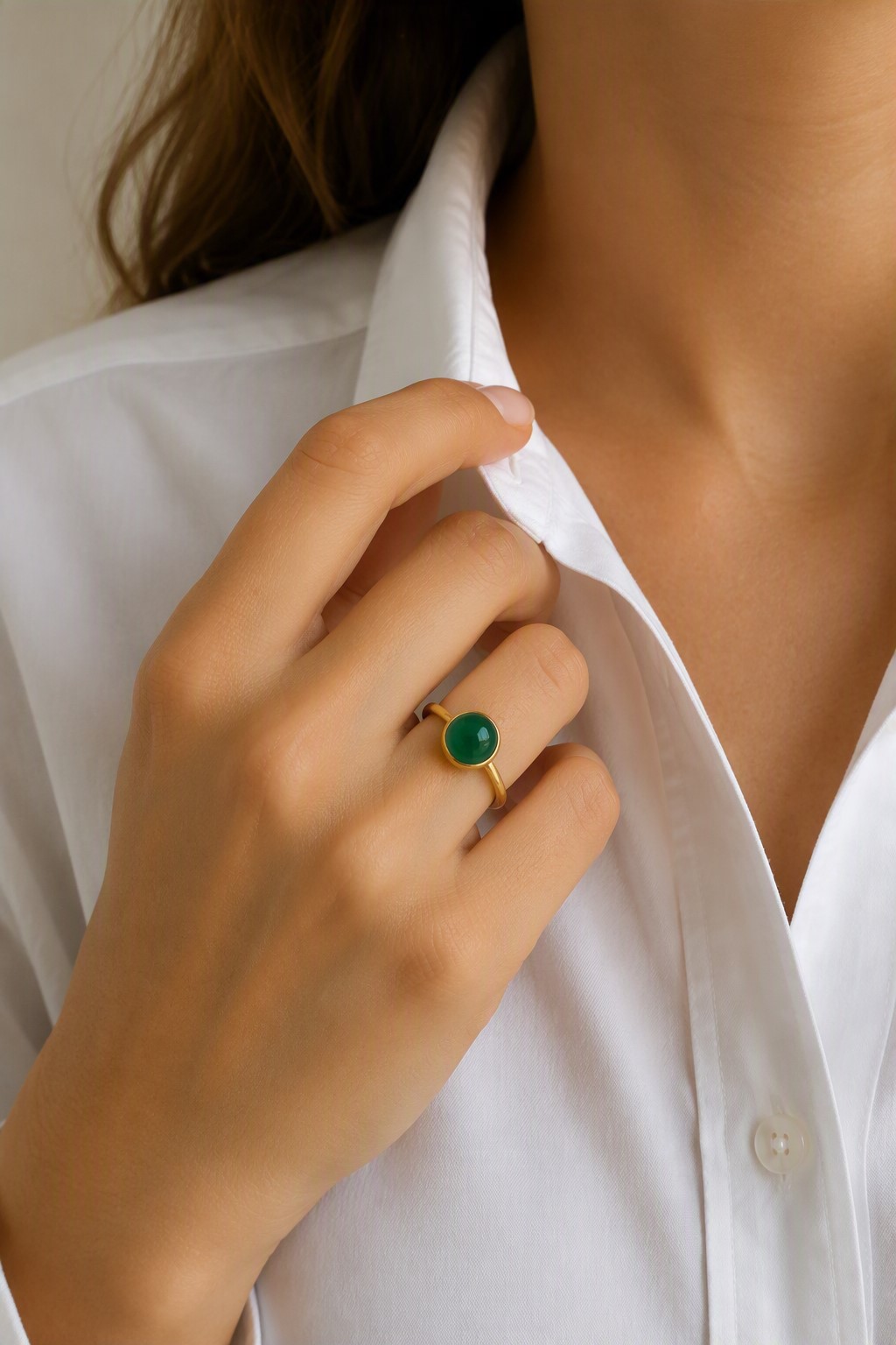 Ring med Grøn Onyx - Billede 4