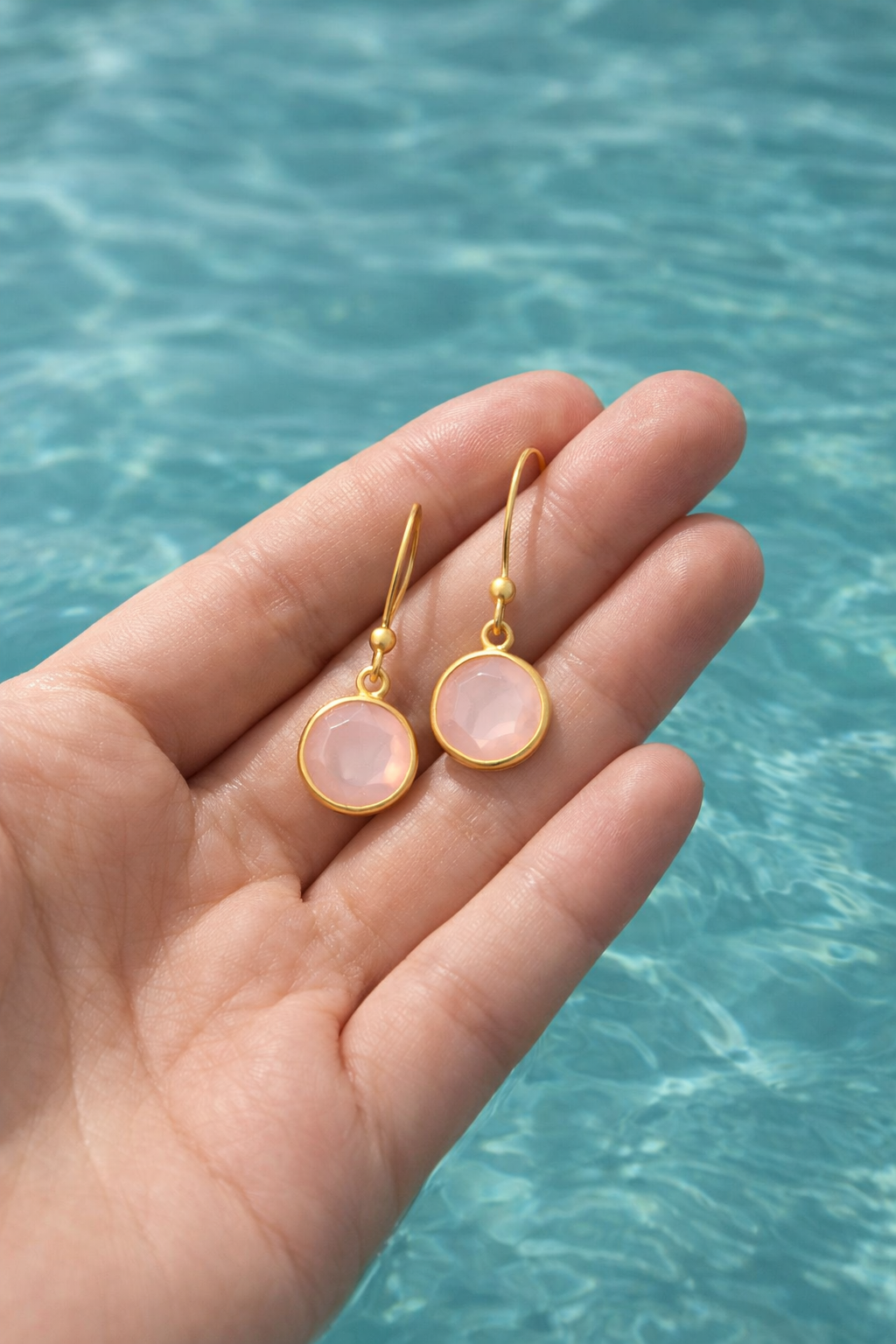 Feminin Elegance – Øreringe med Facetslebet Rosa Chalcedon - Billede 2