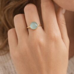 Aqua Chalcedon Ring – 14 kt forgyldt sterlingsølv