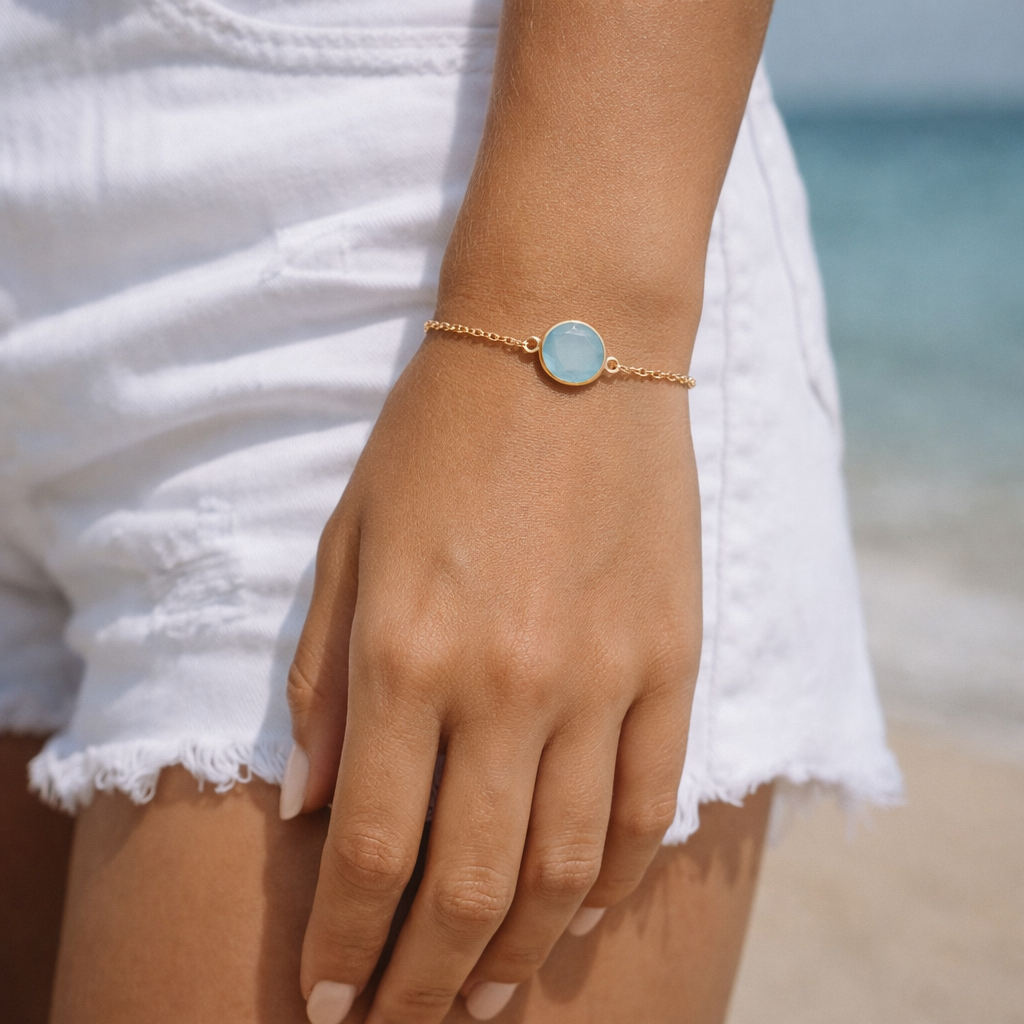 Armbånd med aqua chalcedon - Billede 2
