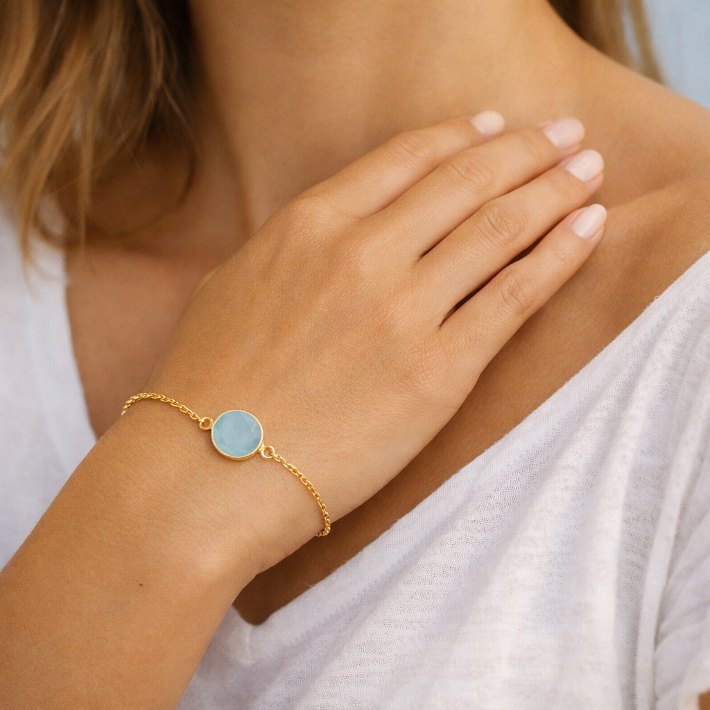 Armbånd med aqua chalcedon - Billede 3