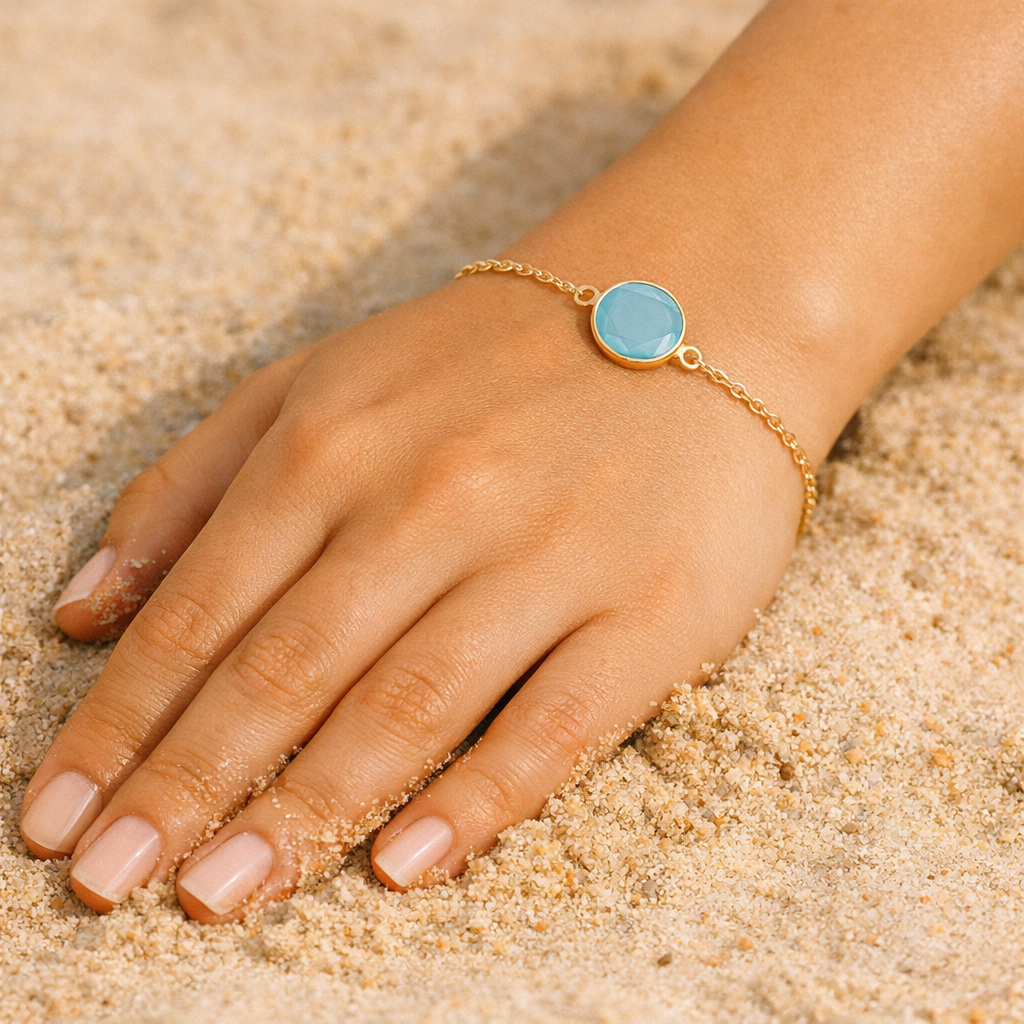 Armbånd med aqua chalcedon - Billede 6