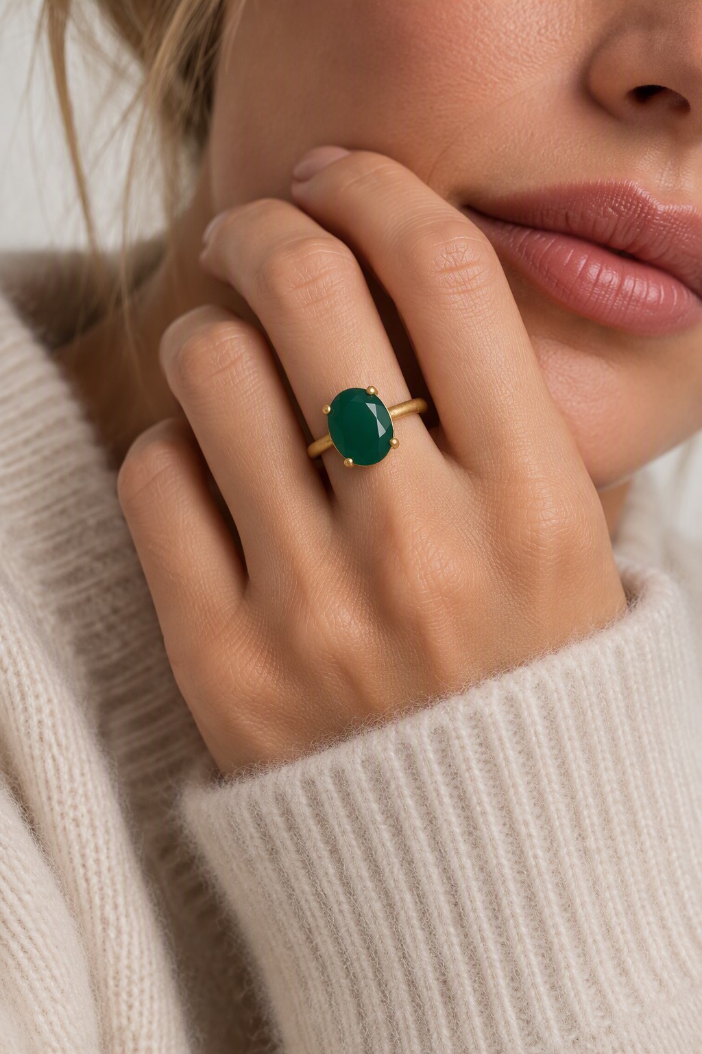 Elegant ring med grøn onyx