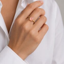 Dråbeformet Rosa Chalcedon Ring