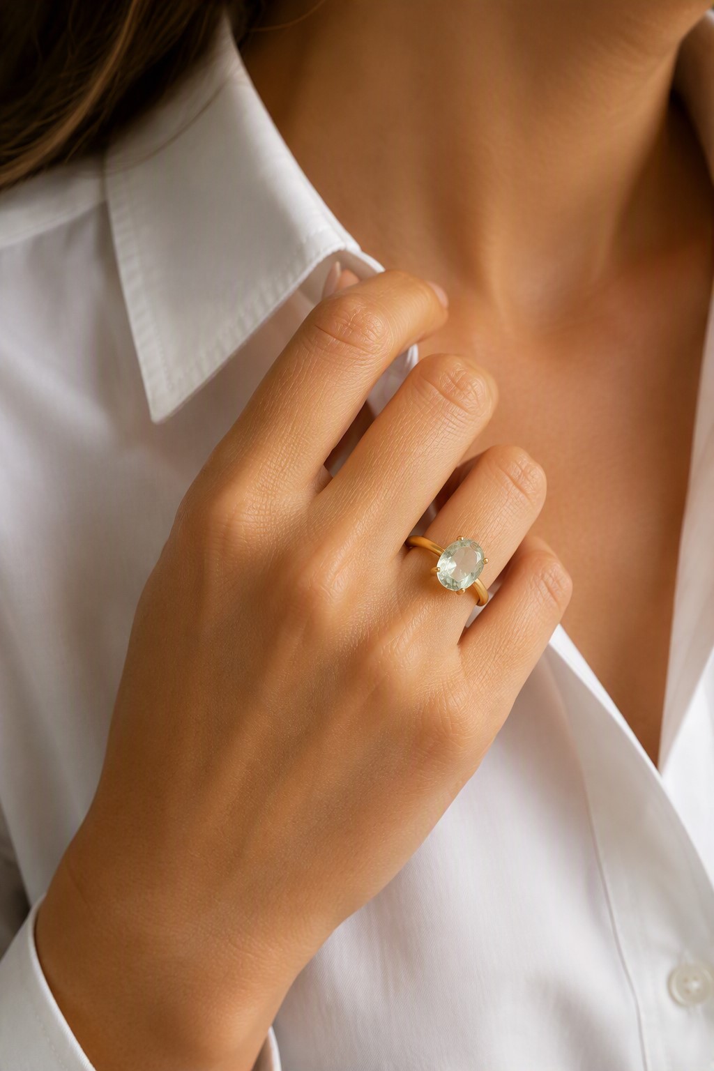 Elegant ring med grøn ametyst - Billede 2