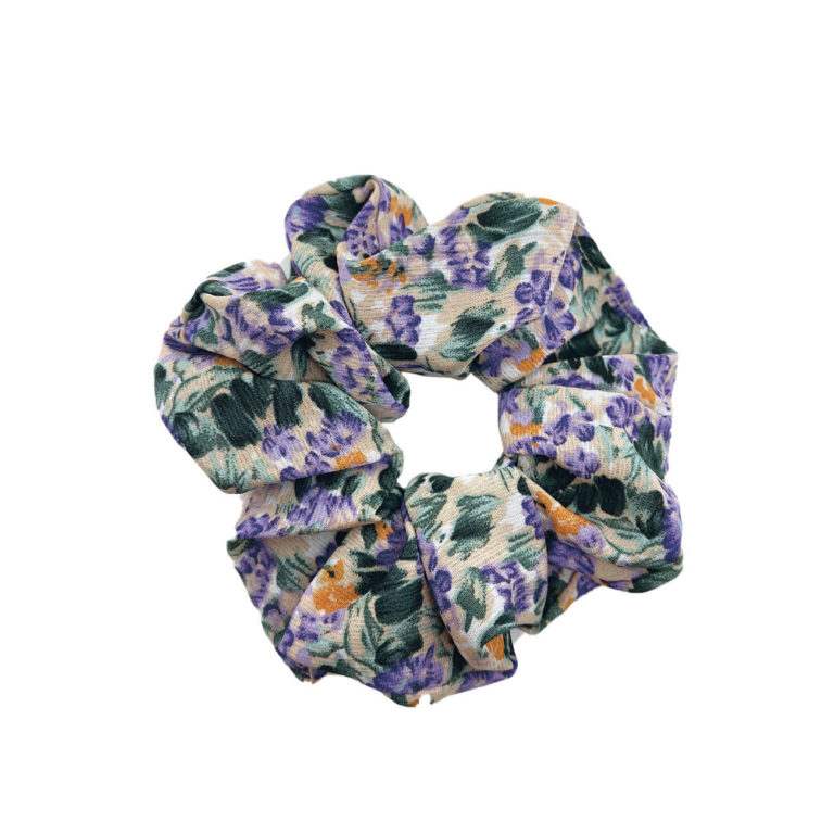 SCRUNCHIE – BLOMSTER LILLA/ORANGE Lisberg