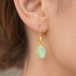 Iris øreringe i aqua chalcedon – 14 karat forgyldt